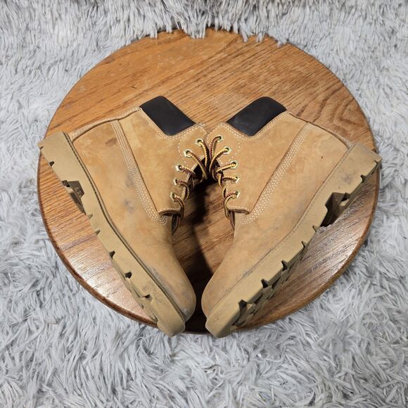 Timberland Youth Boys Size 1 Nubuck Wheat Lace Up Leather Casual Boots 10760 - Picture 5 of 8